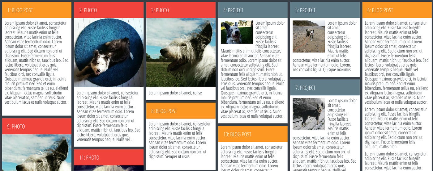 Masonry style layout with CSS Grid | by Andy Barefoot | Medium