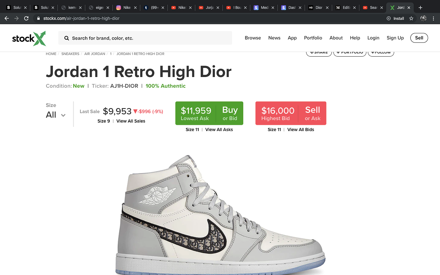 dior jordan price list