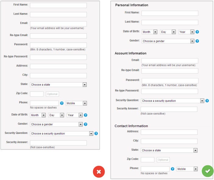 Types of form design