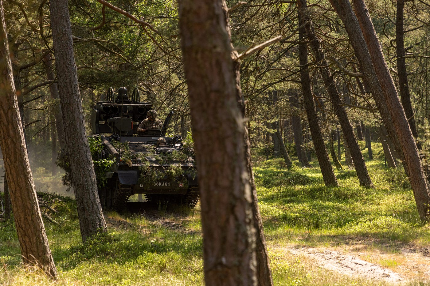 The 7th Air Defence Group driving a Stormer in Poland as part of the exercise