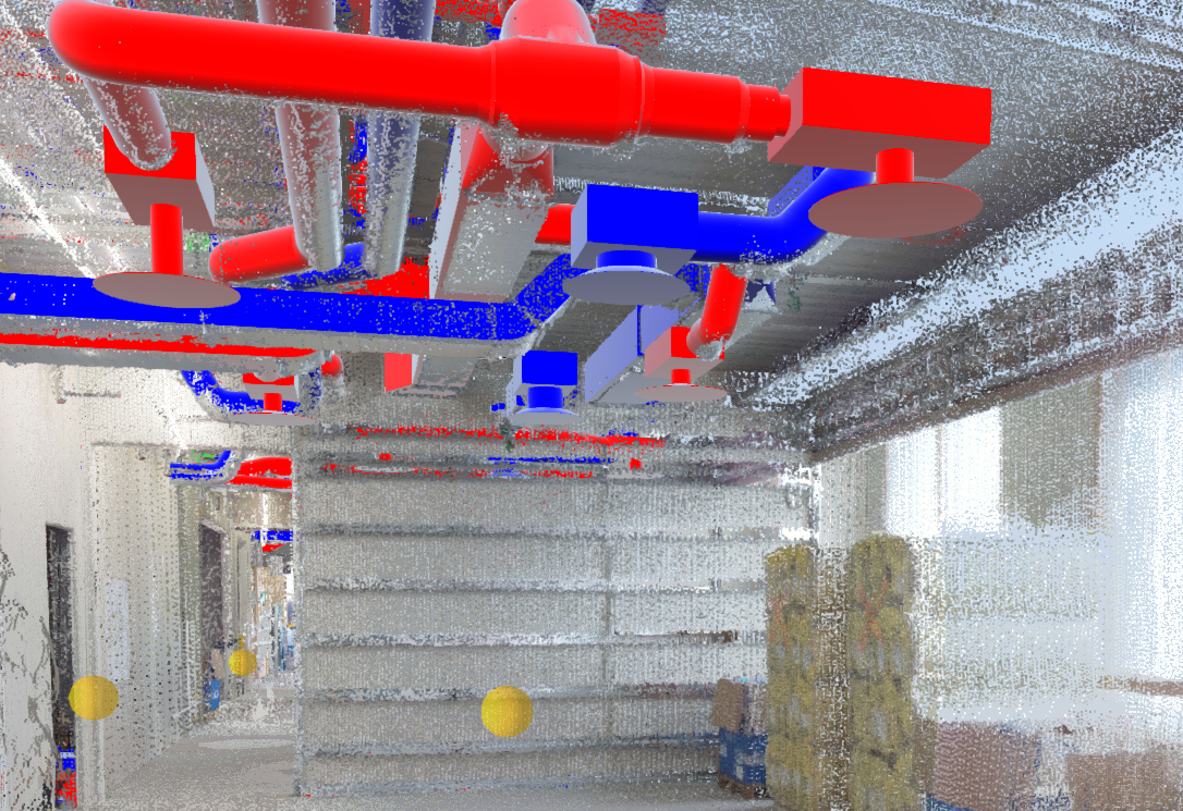 The Imerso platform shows BIM and scans overlayed
