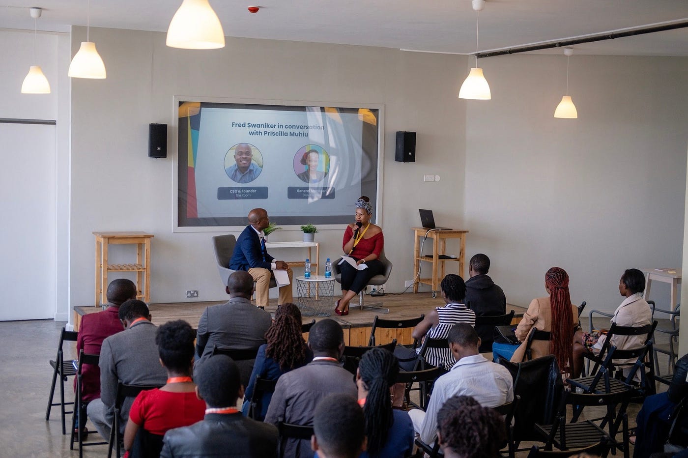 Fred Swaniker in conversation with Priscilla Muhiu at an ALX fireside chat