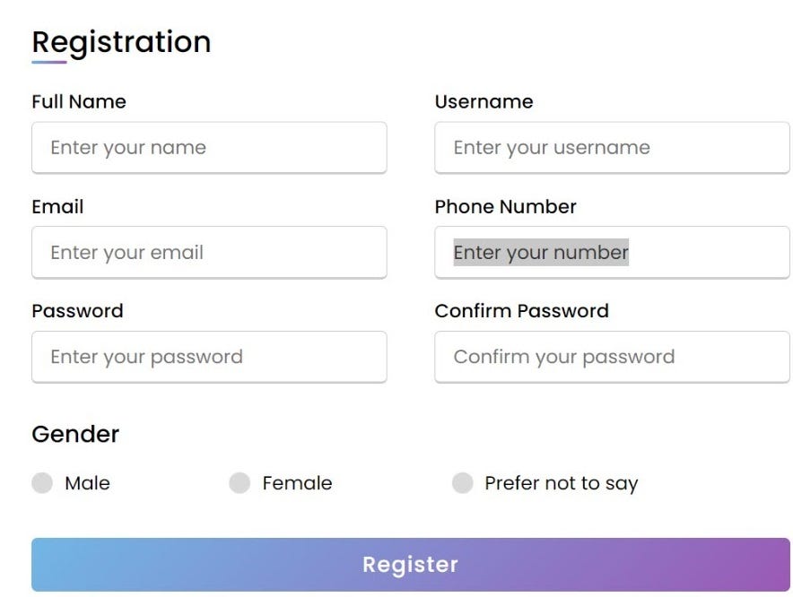 I Created a Responsive Registration Form using HTML and CSS | by ...