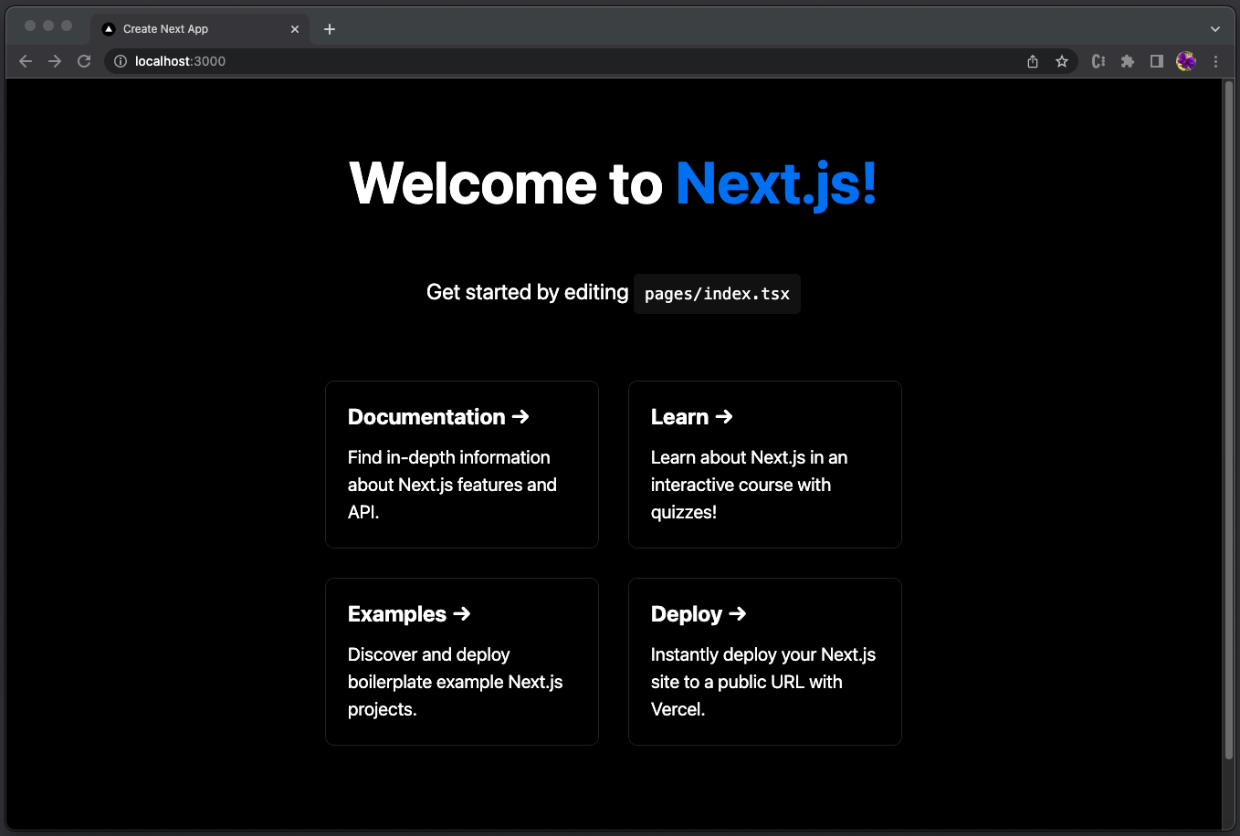 Next.js’ welcome page