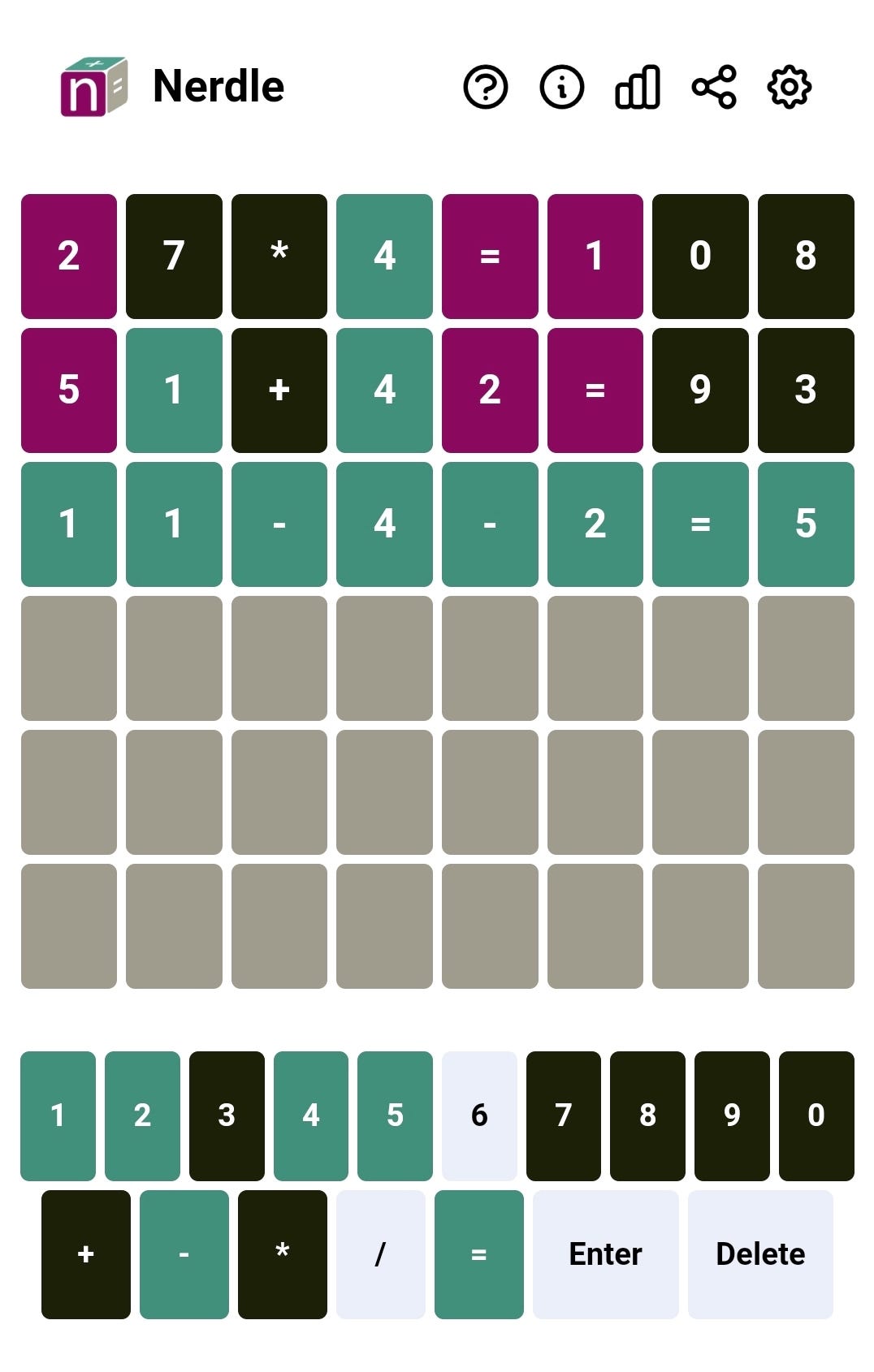 Some Mathematical Analysis on Nerdle Game Medium