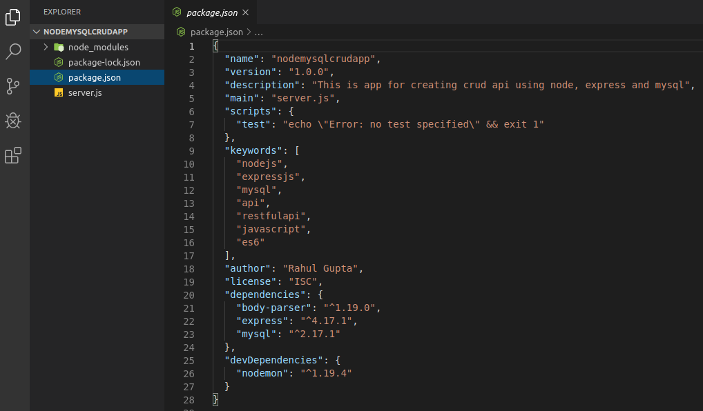 Create CRUD APIs In NodeJS, Express And MySQL | By Rahul Gupta | Medium