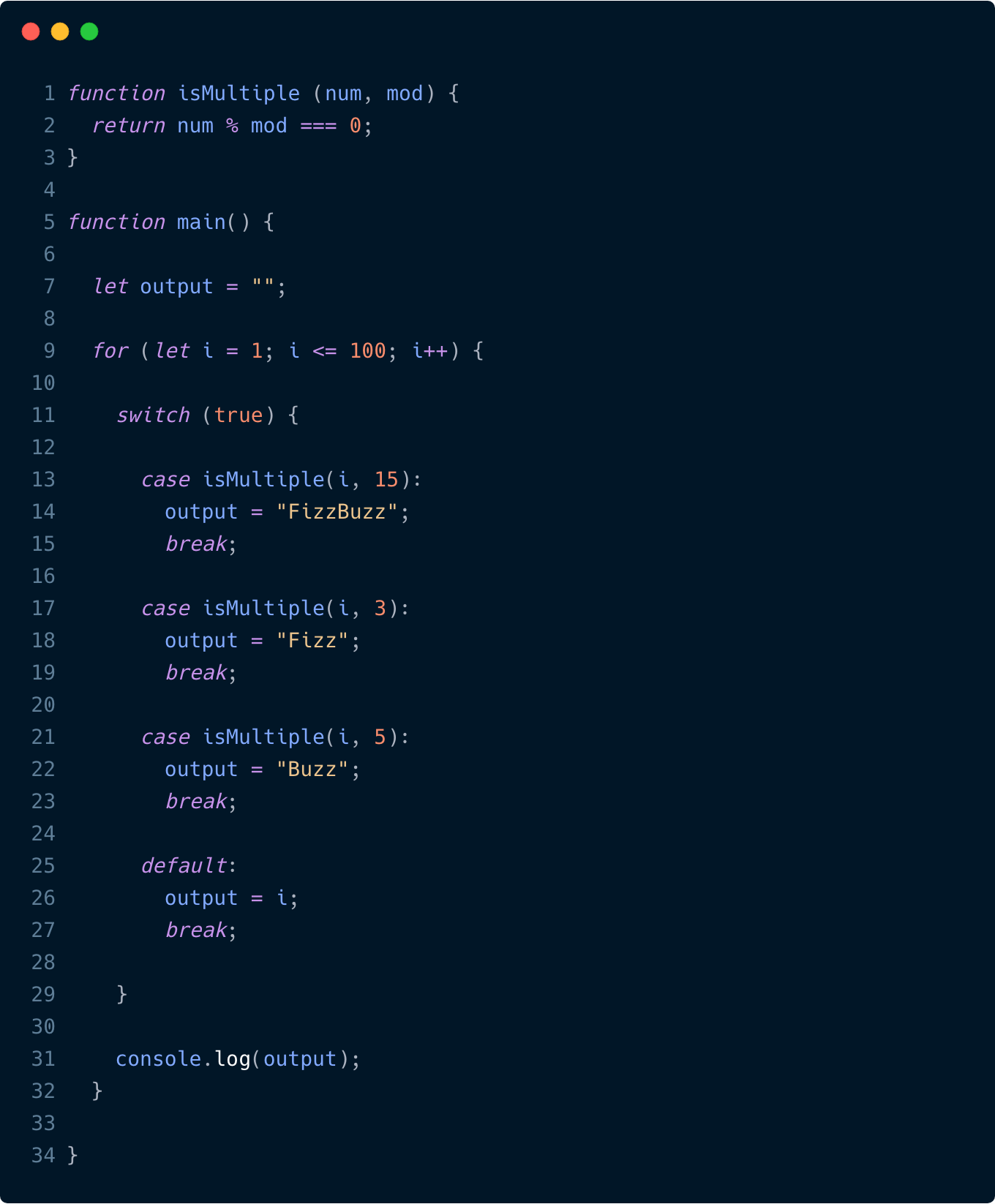 fizzbuzz program in c