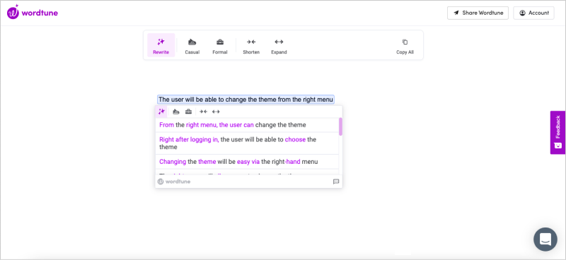 Image of Wordtune tool, an excellent tool for improving your writing
