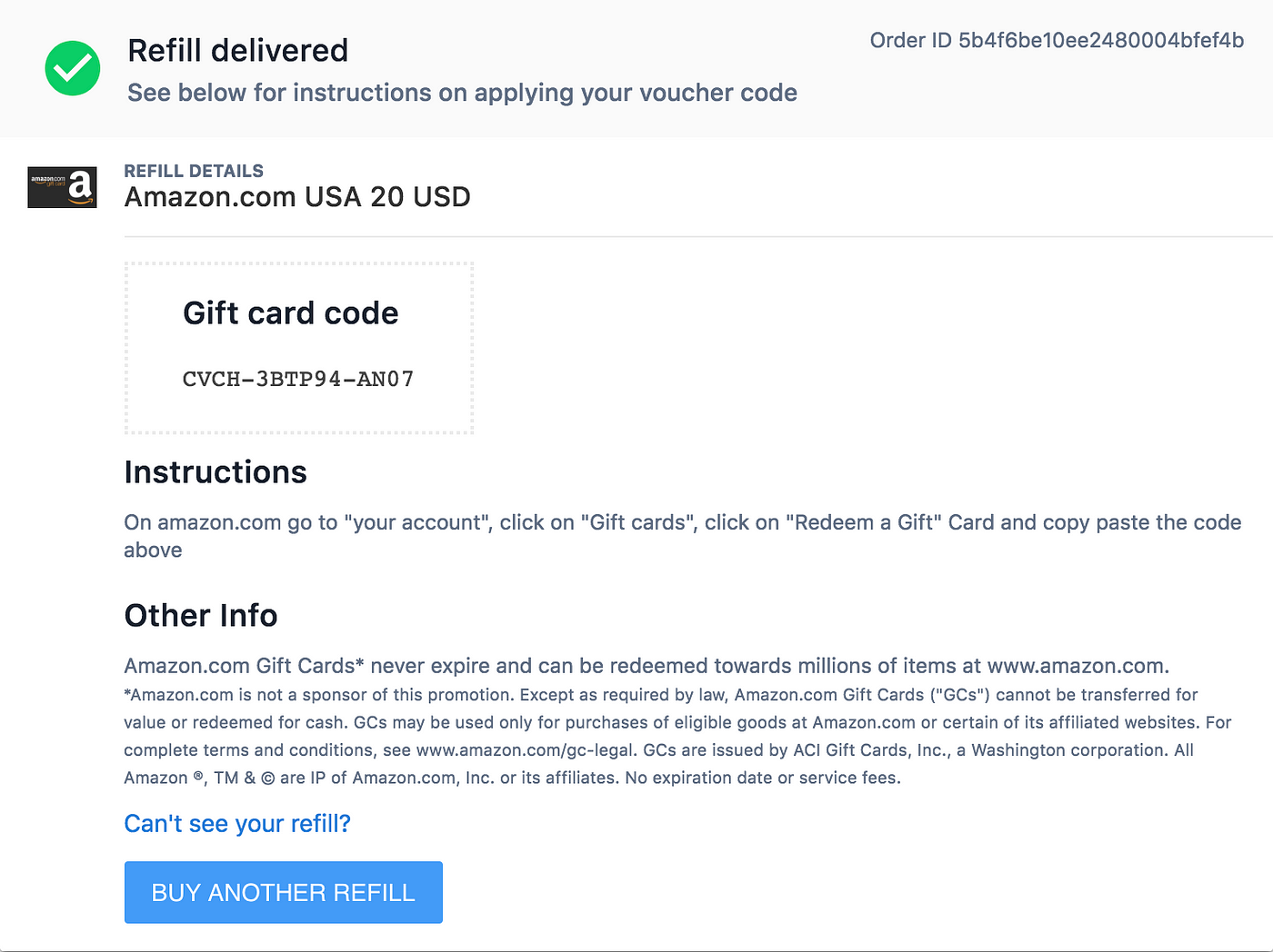 Bitrefill voucher purchase