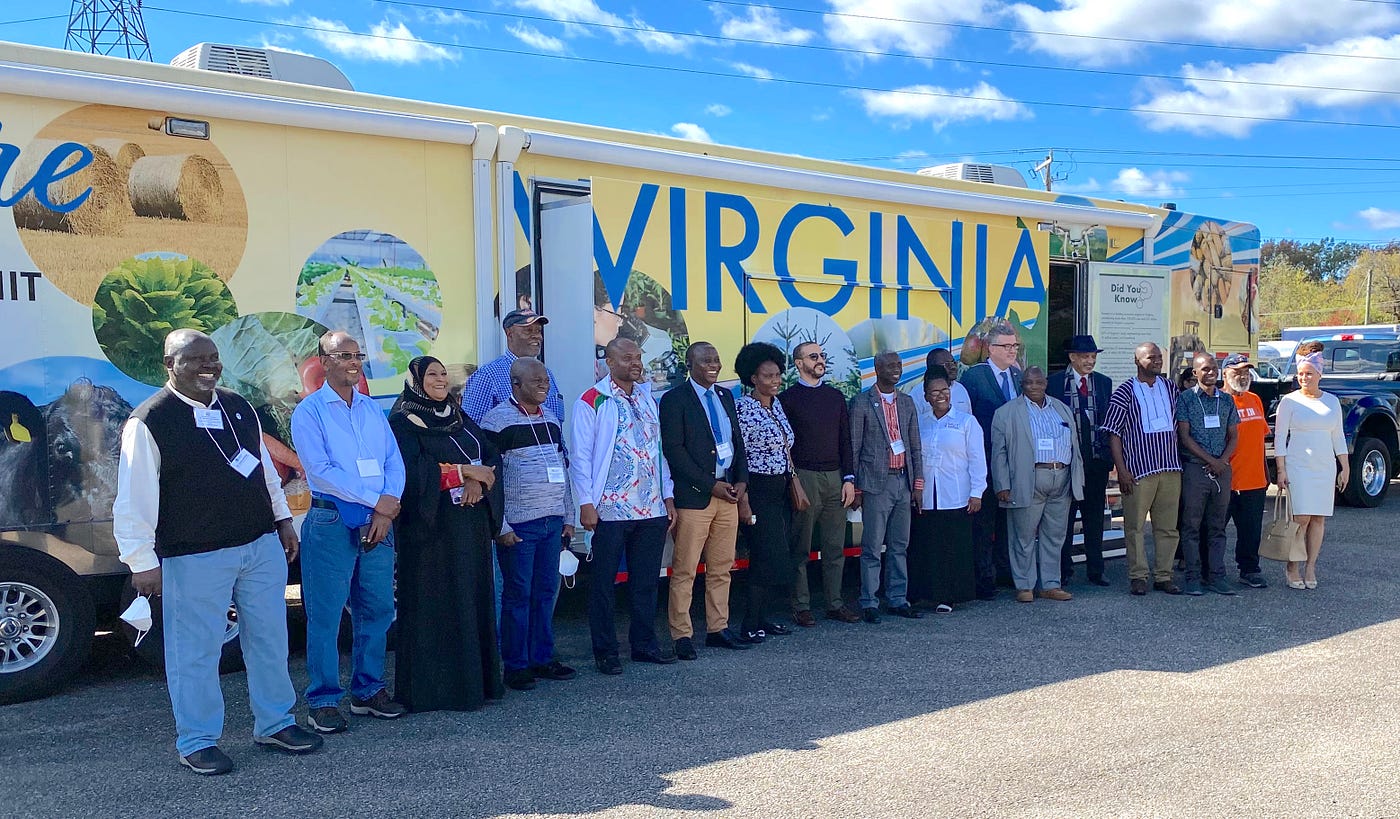 Dr. Henderson, fifth from right, with IVLP African delegation at HBCU Virginia State University