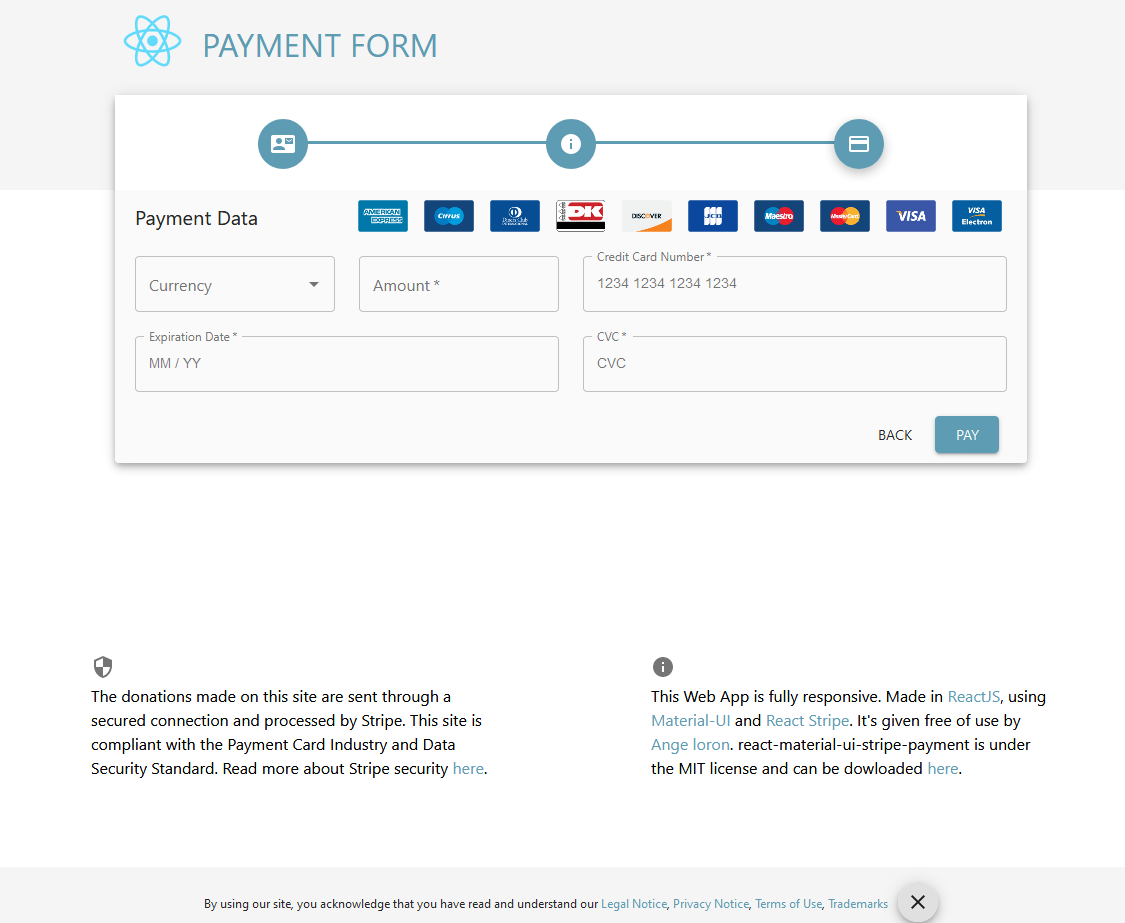 Stripe payment form with ReactJS and Material-UI | by Ange Loron | Level Up  Coding