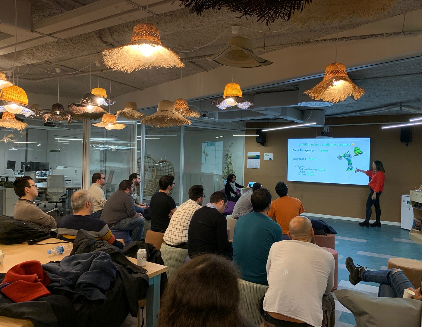 A meetup where I am presenting to a group of about ~20 people.