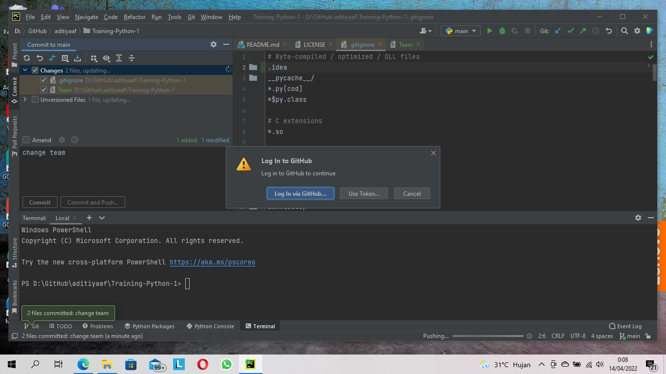 Mastering Python for Beginners using PyCharm and saving on GitHub