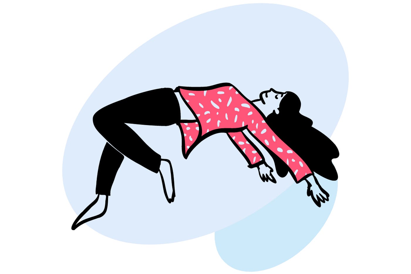 illustration of a tired woman in the air