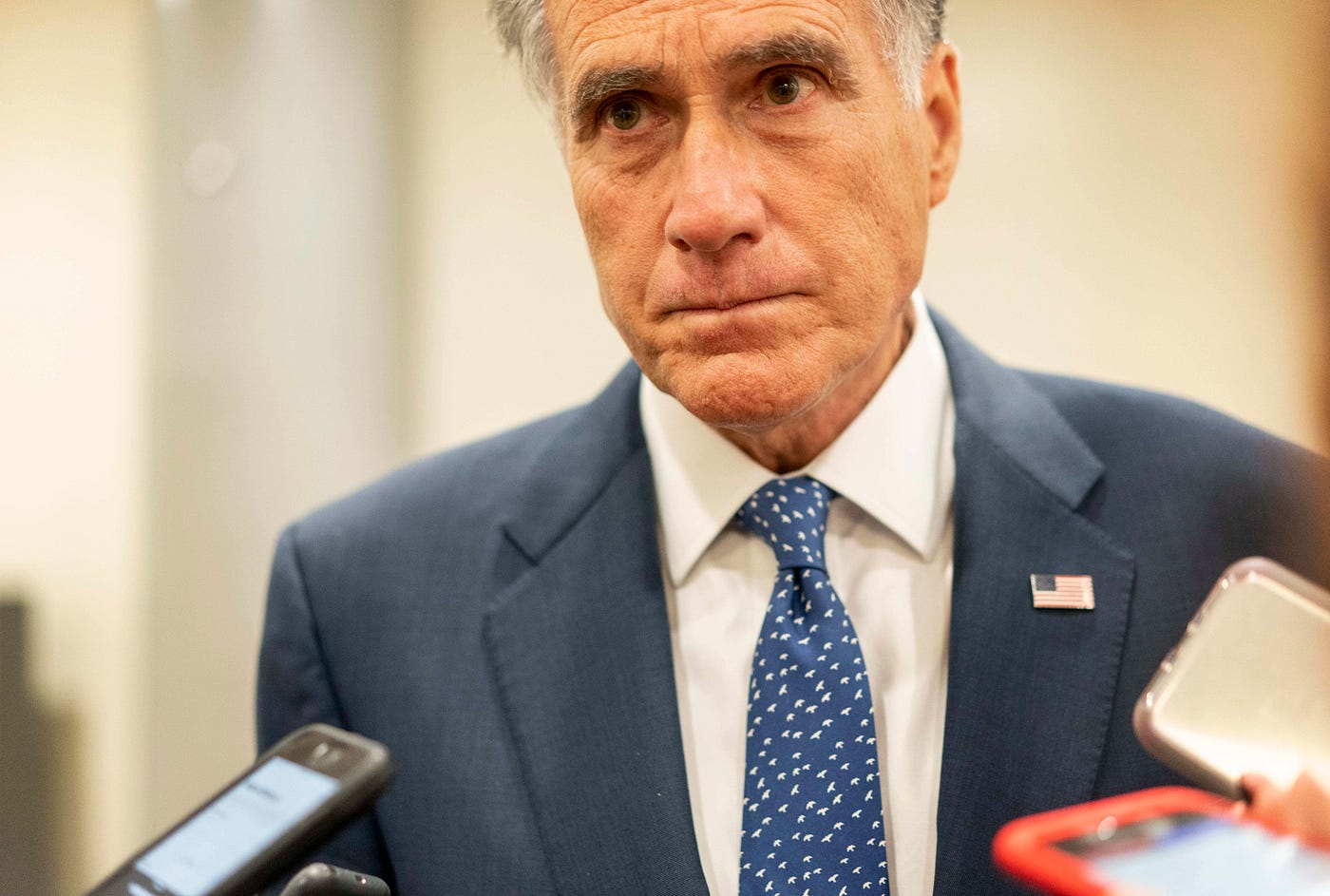 Republican Senator Mitt Romney speaks to journalists on September 23, 2019.