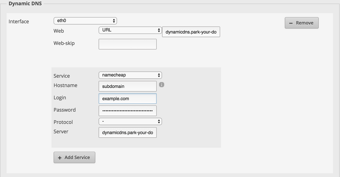 How to setup Namecheap Dynamic DNS on EdgeRouter X (GUI) by Jonathan
