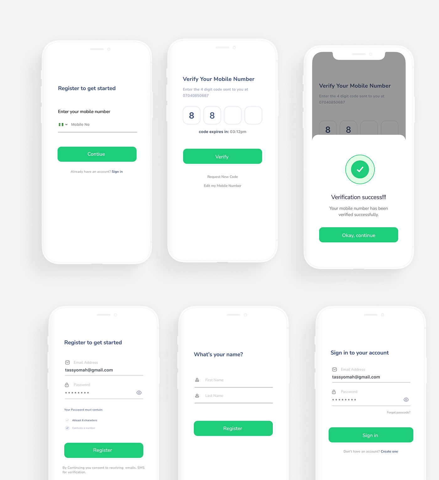 Registration and sign in flow