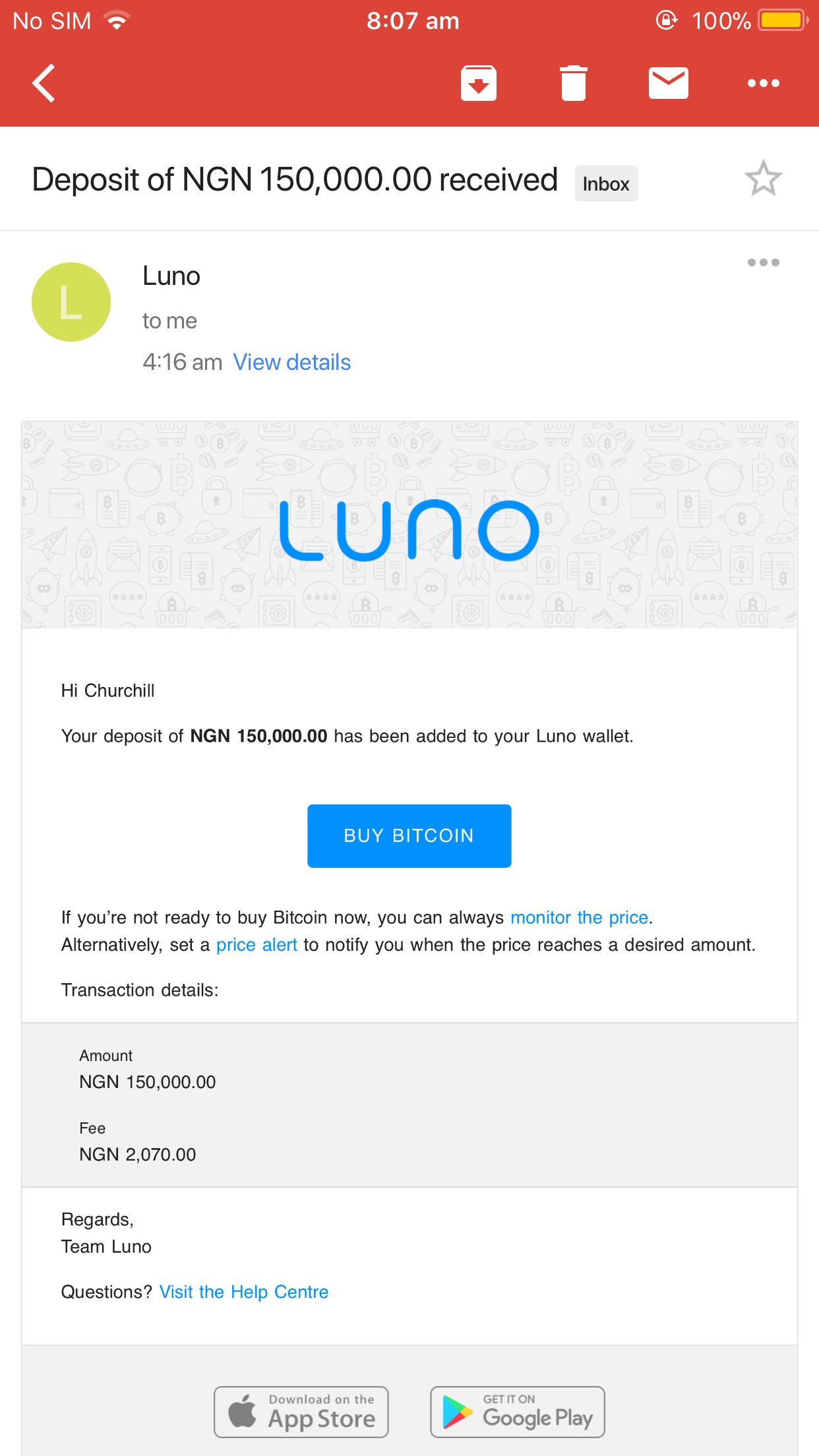 Still On Day 1 I Already Deposited About 155 000 On My Luno Ngn - 