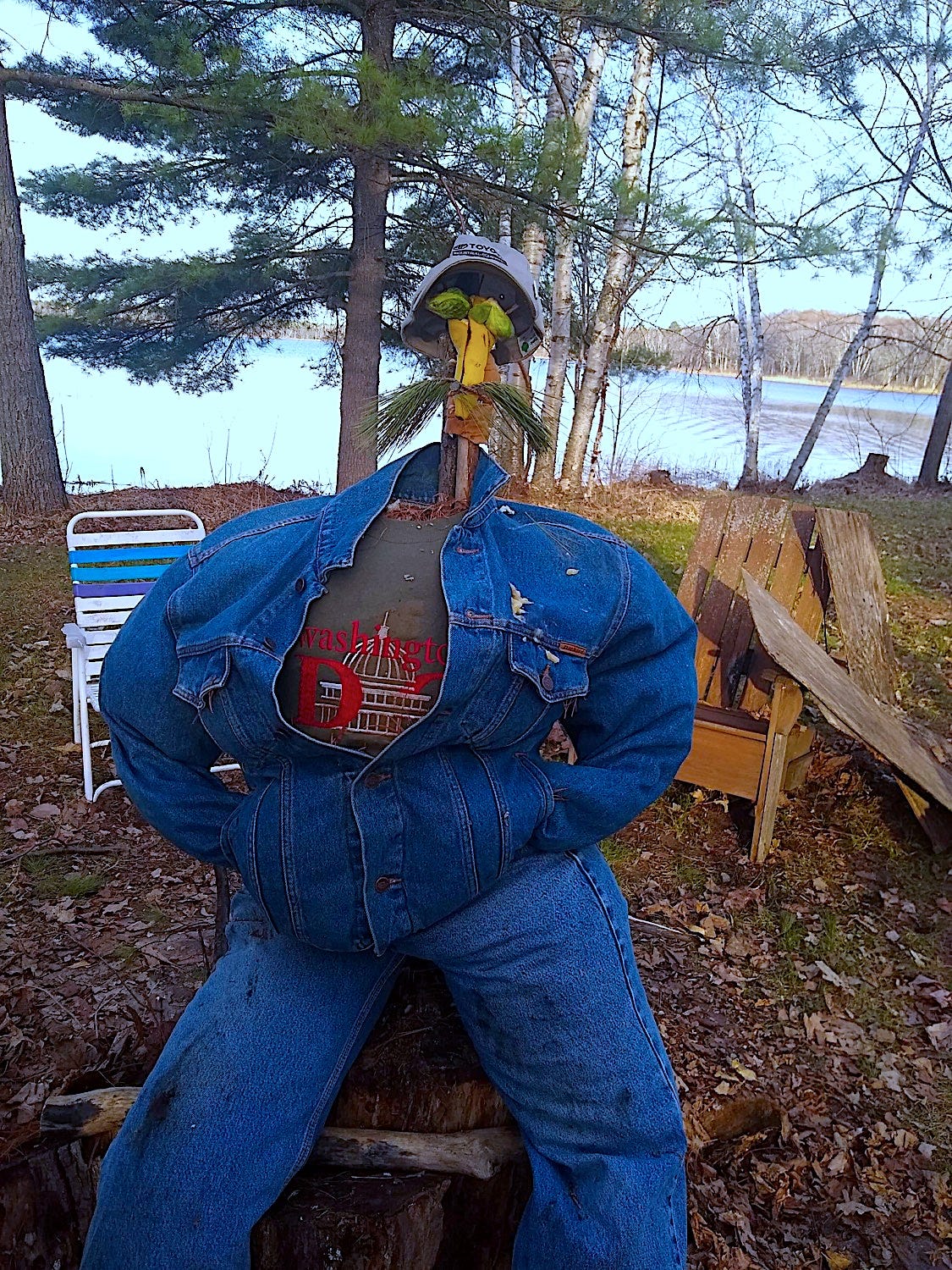 An effigy of a man in a suit.
