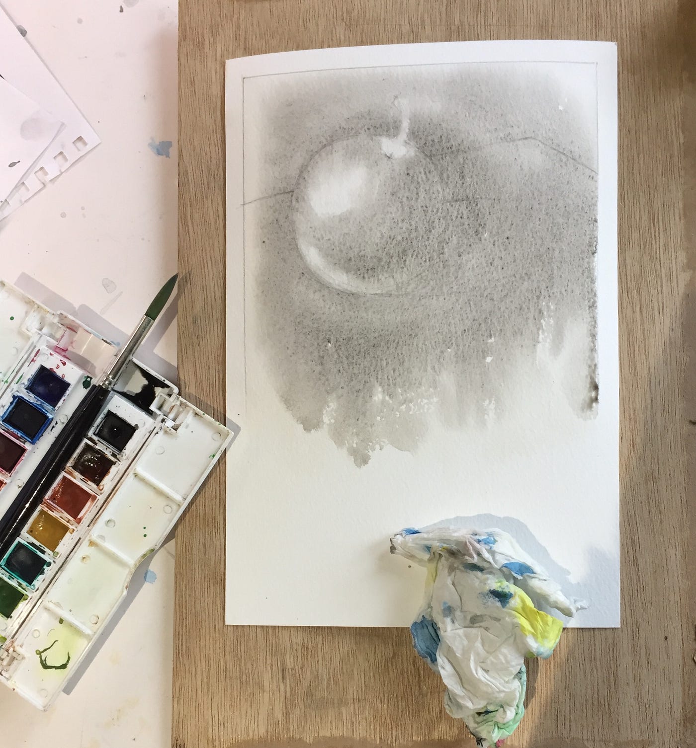 Underpainting and glazing with watercolour by Rebecca Freear Medium