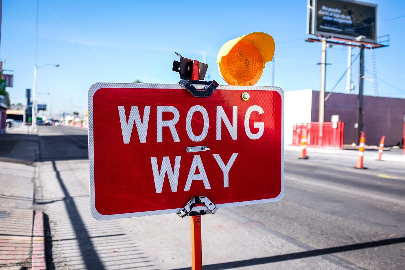 signboard titled ‘Wrong Way’