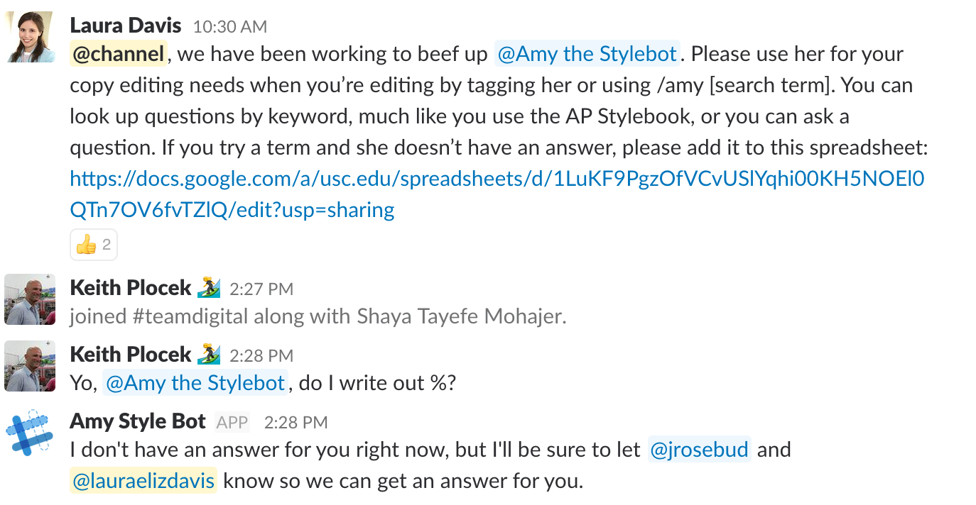 Introducing Amy The Stylebot She S An Annenberg Media Slackbot By Laura E Davis Media Center Lab Medium