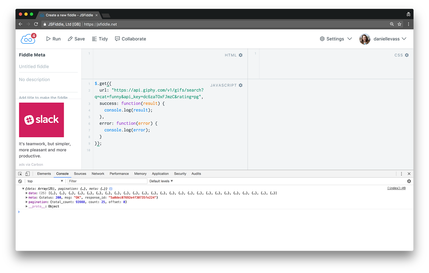 Using APIs part 2 — JavaScript & Giphy | by Danielle Emma Vass | Medium