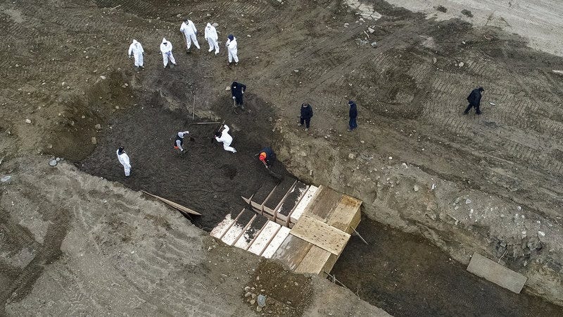 Hart Island, NY, captured by drone in April 2020