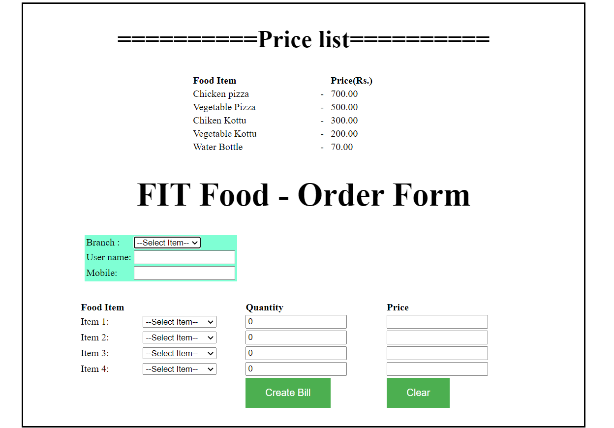 Let us create a Simple Food Order form by using HTML ,CSS and javaScript |  by Damitha karunarathne | Medium