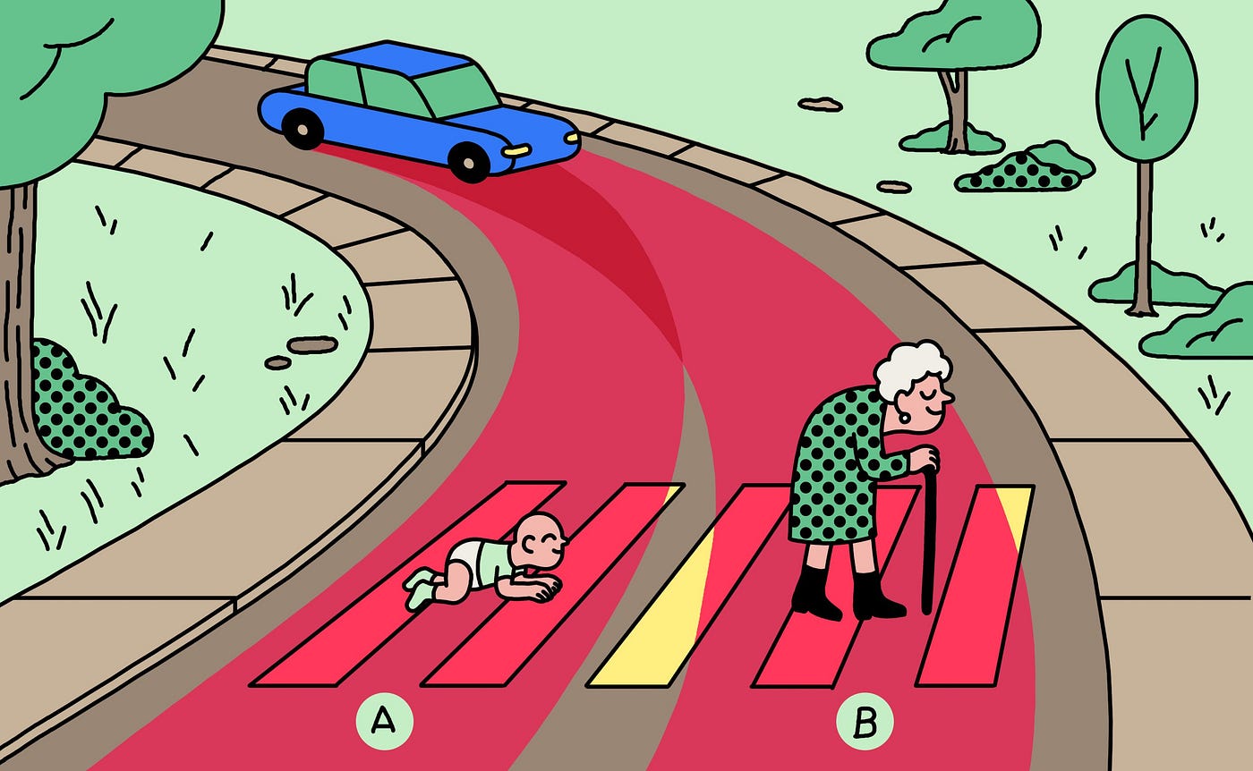 A modified version of the trolley problem