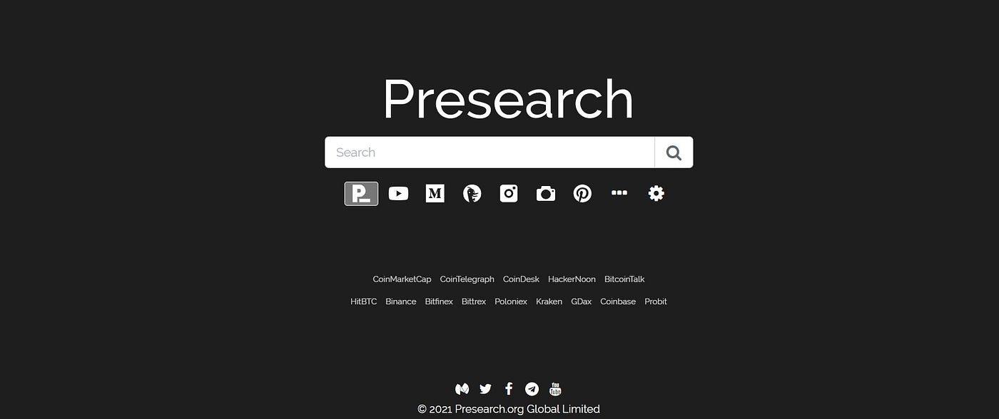 Presearch search engine
