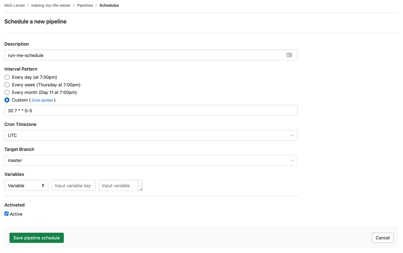 Running scheduled jobs / tasks using GitLab CI/CD | by Moti Lavian | Medium