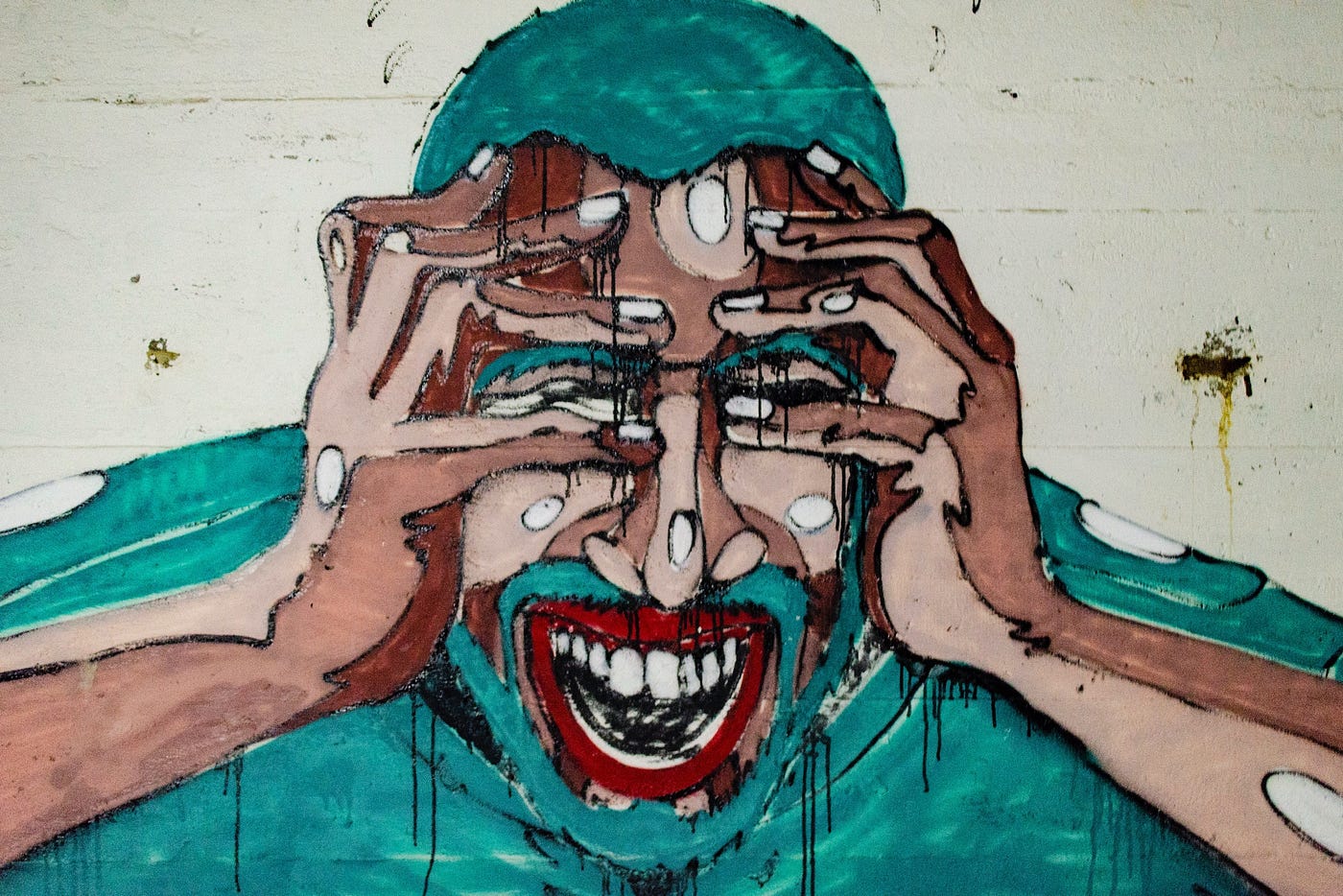 Wall art of someone screaming