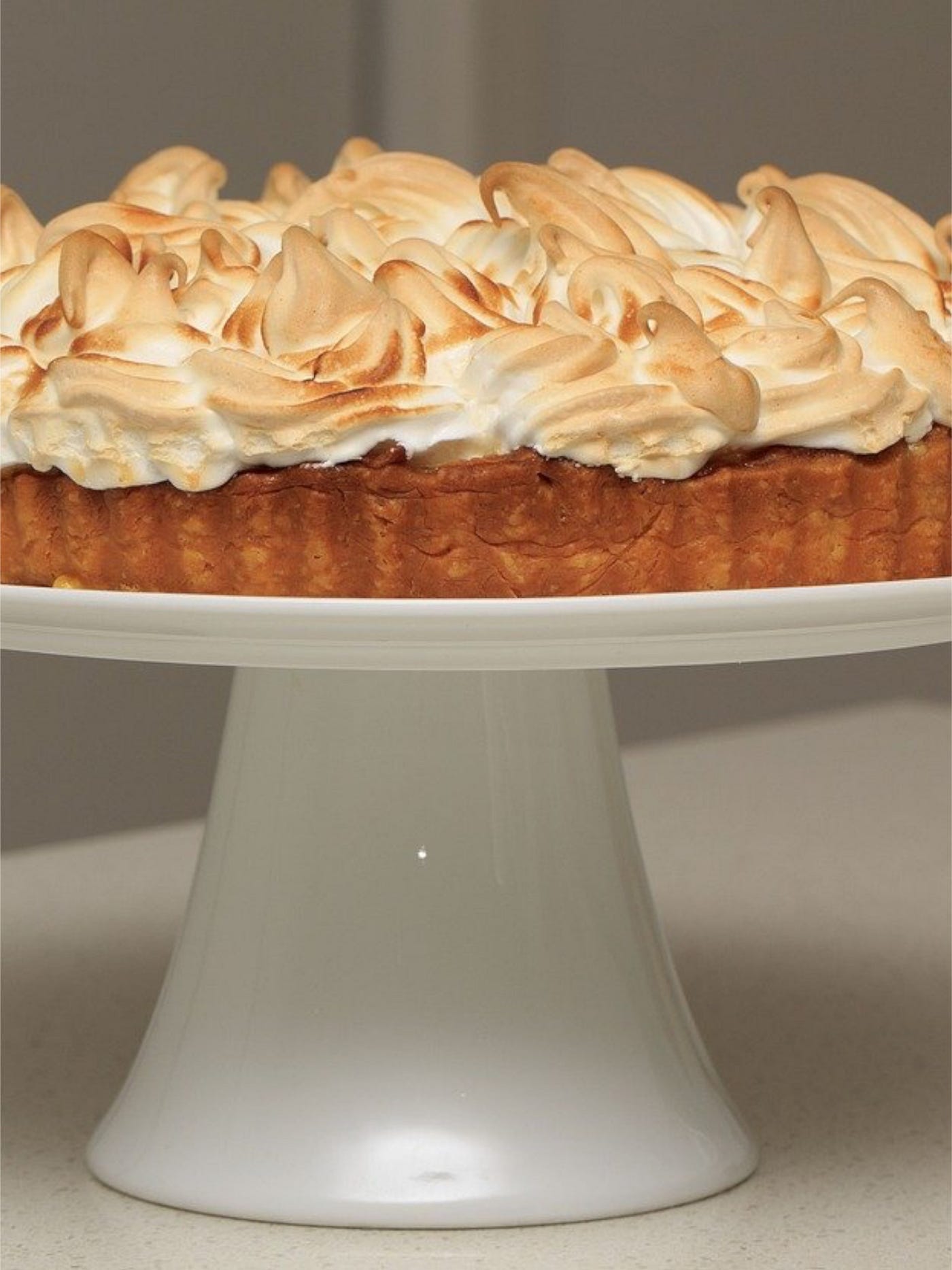 Color photo of a lemon meringue pie.