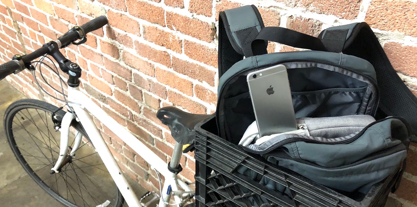 your laptop in a bike basket 