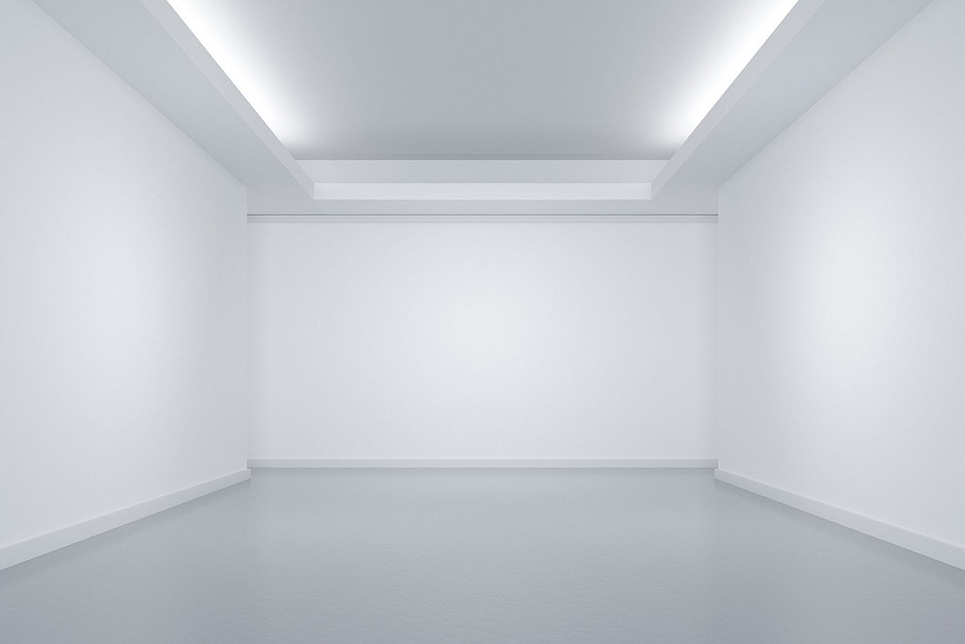 An empty white room.