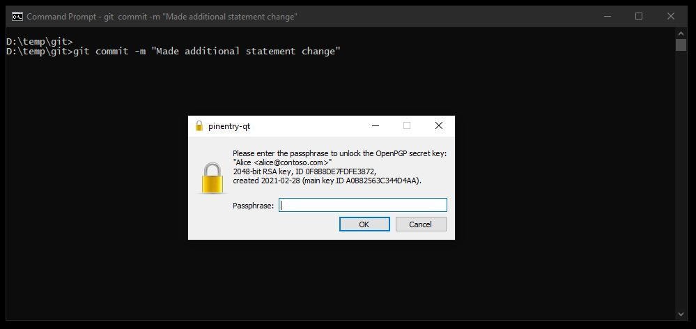 Git commit requires a passphrase