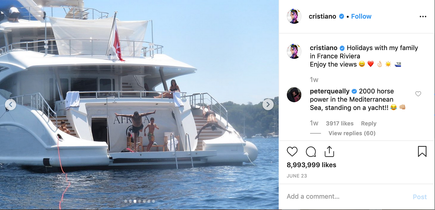 Another Instagram post from Cristiano Ronaldo ranked in top 10.