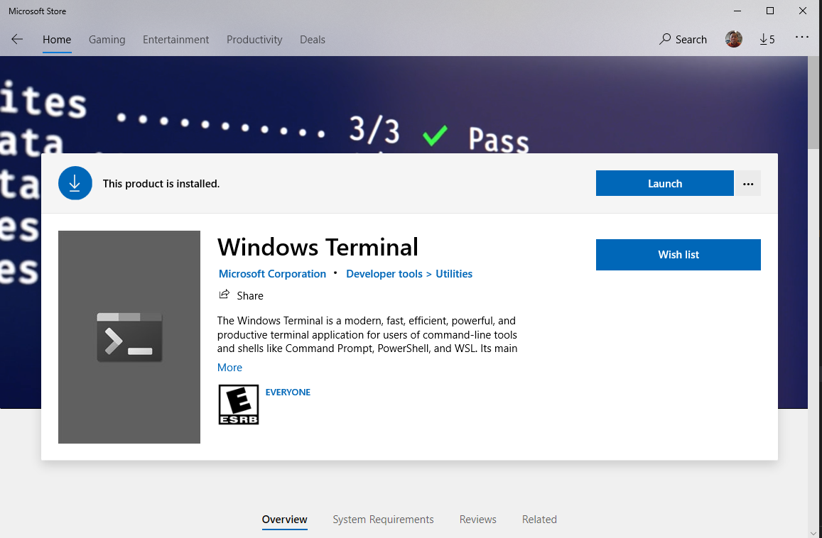 Windows Terminal in Microsoft Store