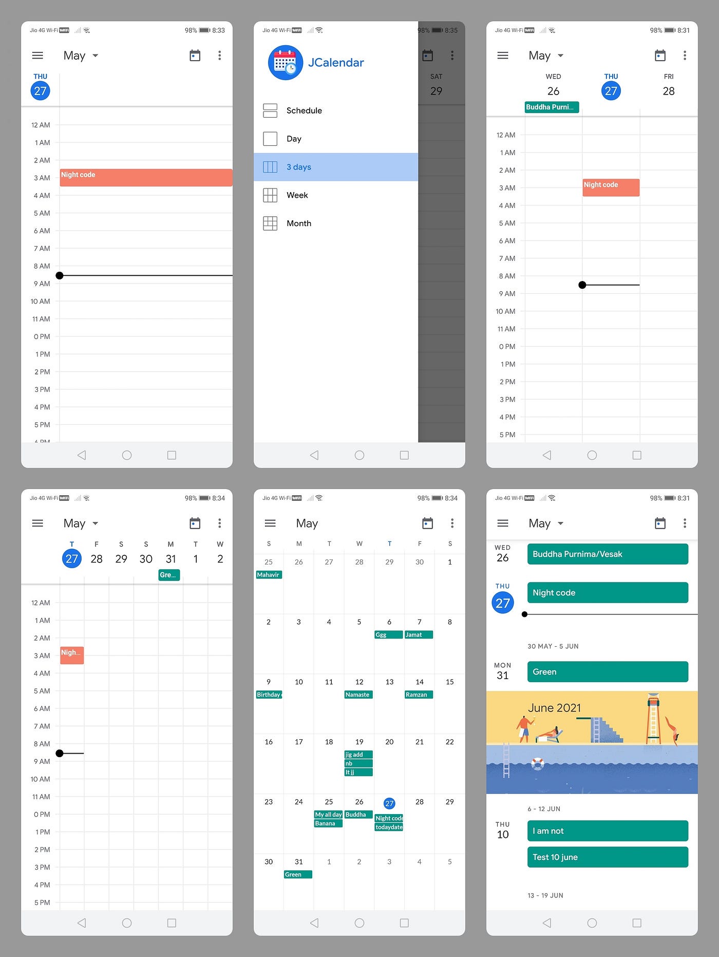 How make calendar like google calendar app in android using java and