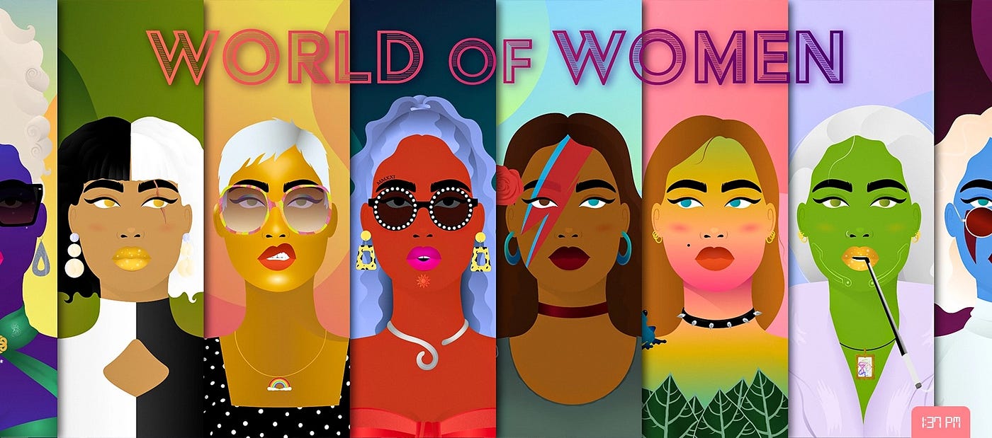 A Colorful collage of the World of Women NFT collection