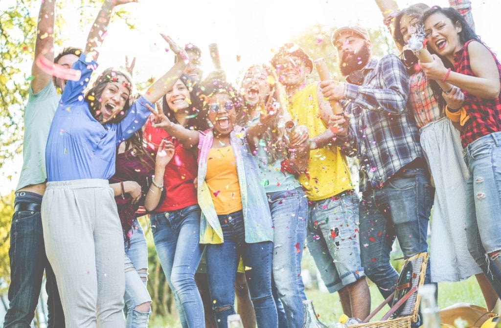 college students celebrating