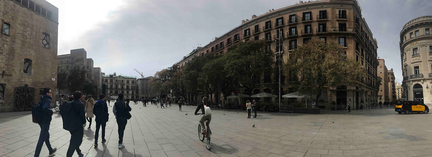 People in Barcelona, Spain in March 2020