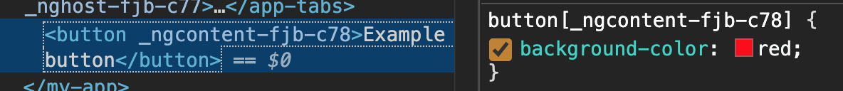 Button background colour — inspect mode