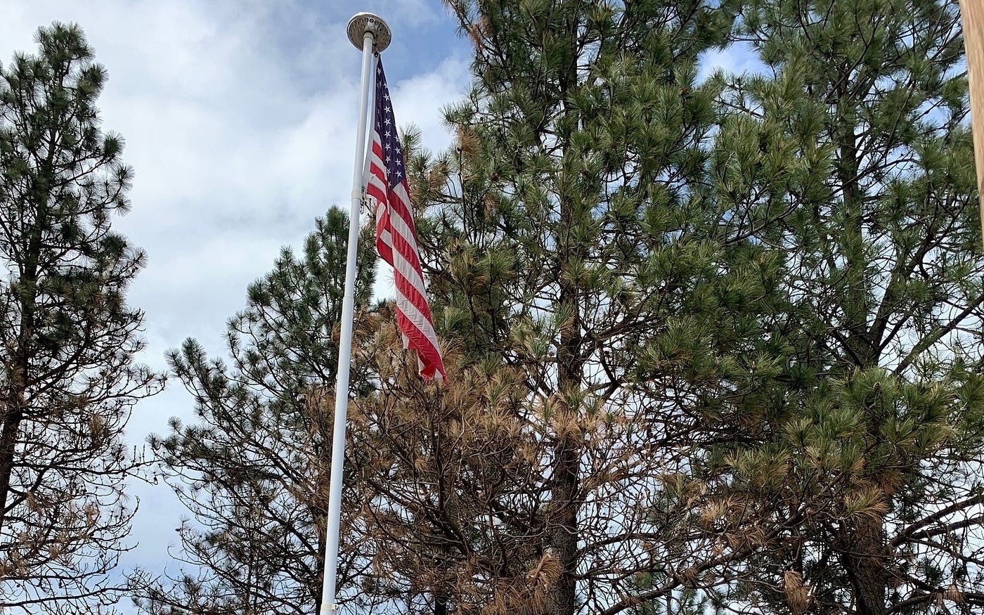 New flagpole installed on the site of what will be the town’s new post office.