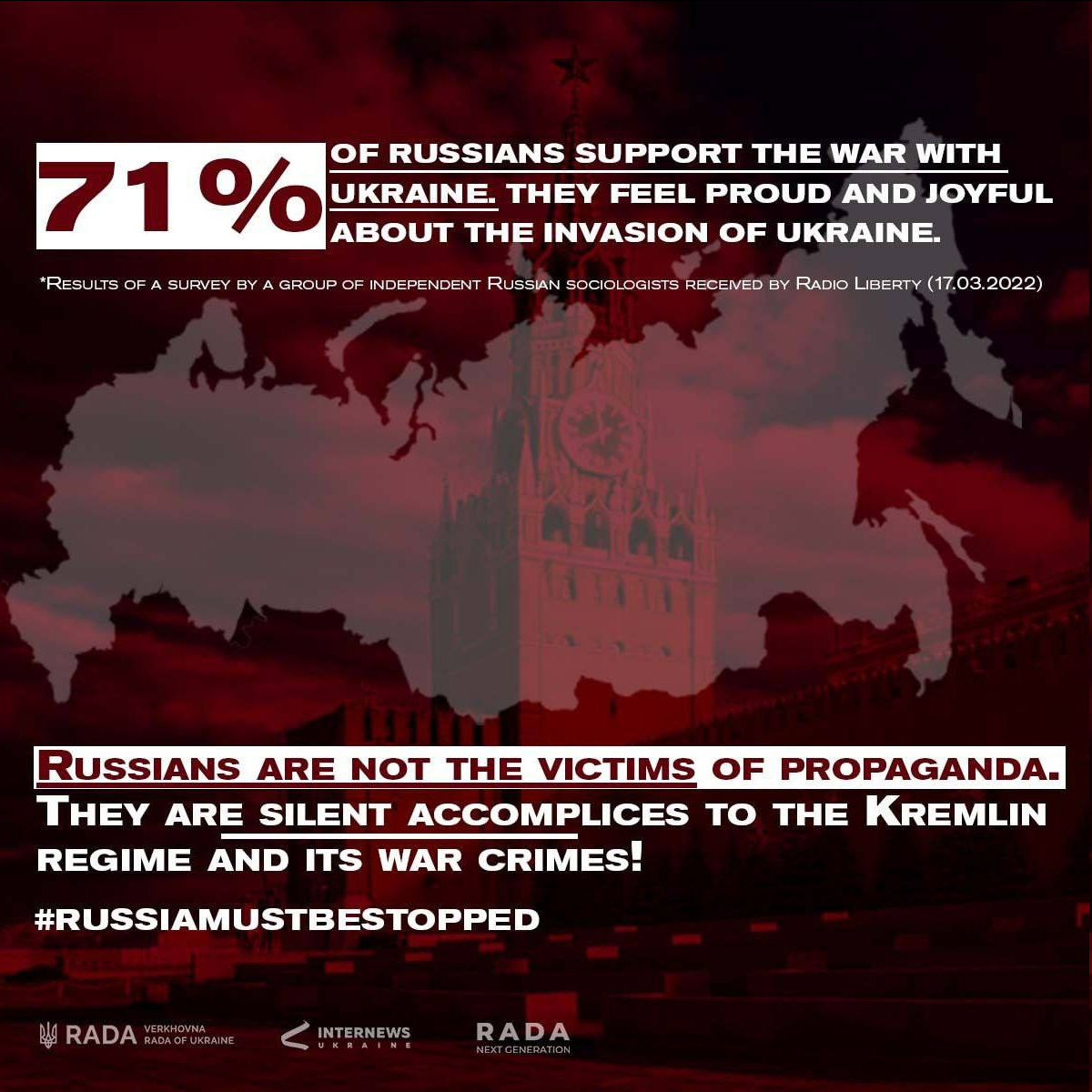 71% of russians feel proud for the war in Ukraine and support it