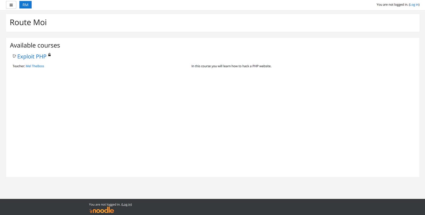 Page d’acceuil de Moodle