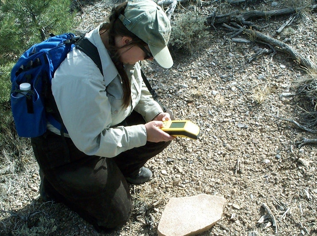 Archeologist Carla Burnside said she really pays attention to the landscape surveying. “I ask myself, If I were here, where would I want to spend the night or camp? Where would I want to hunt for animals?”