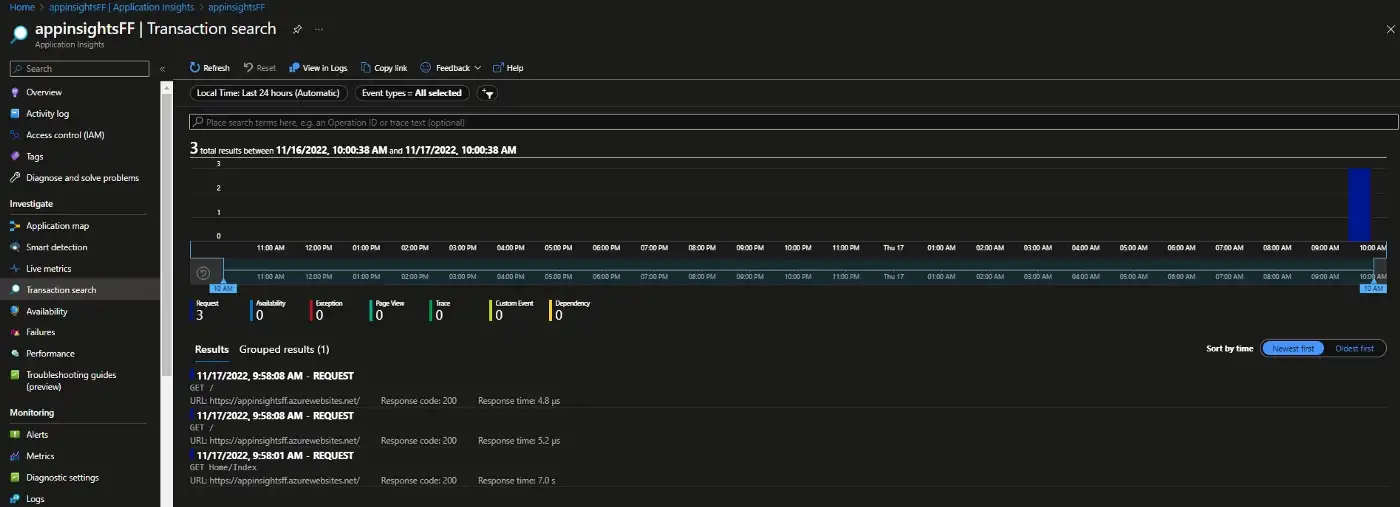 Transaction Search com requisições