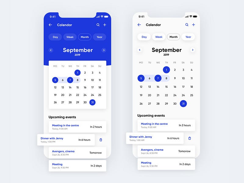 App Calendar Design Sketch